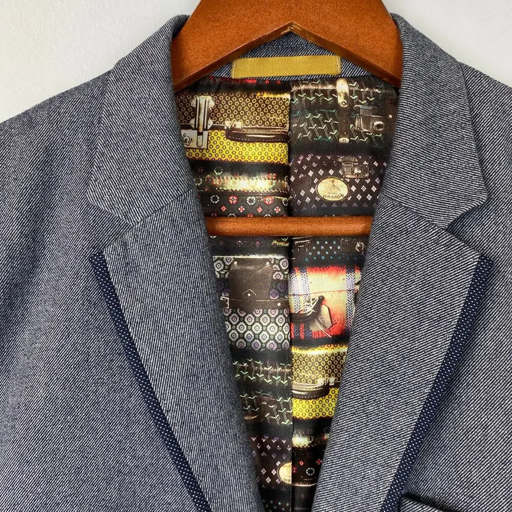 Ted Baker Brown Slim-Fit Cotton Sport Coat Blazer Size 4 Large
